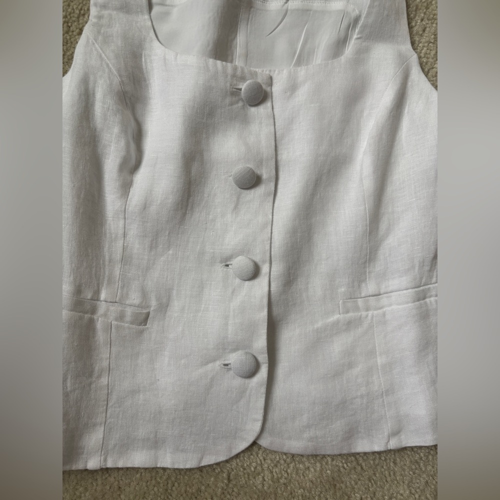 J. Crew White Linen Button-Front Vest - Picture 3 of 5